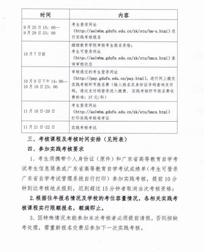 广东财经大学自学考试实践课程考核报名