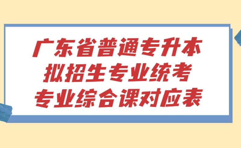 广东省2022年普通高等学校专升本拟招生专业统考专业综合课对应表