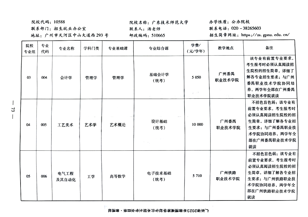 2023年广东技术师范大学专插本专业公布2 (1).png