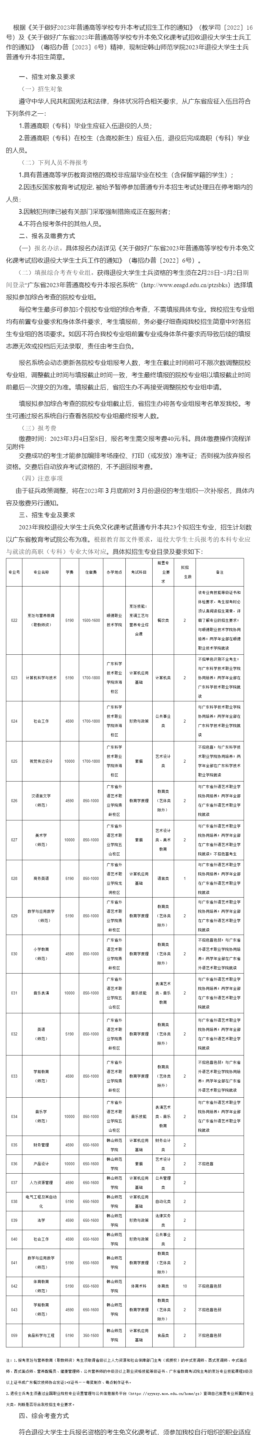 韩山师范学院专升本